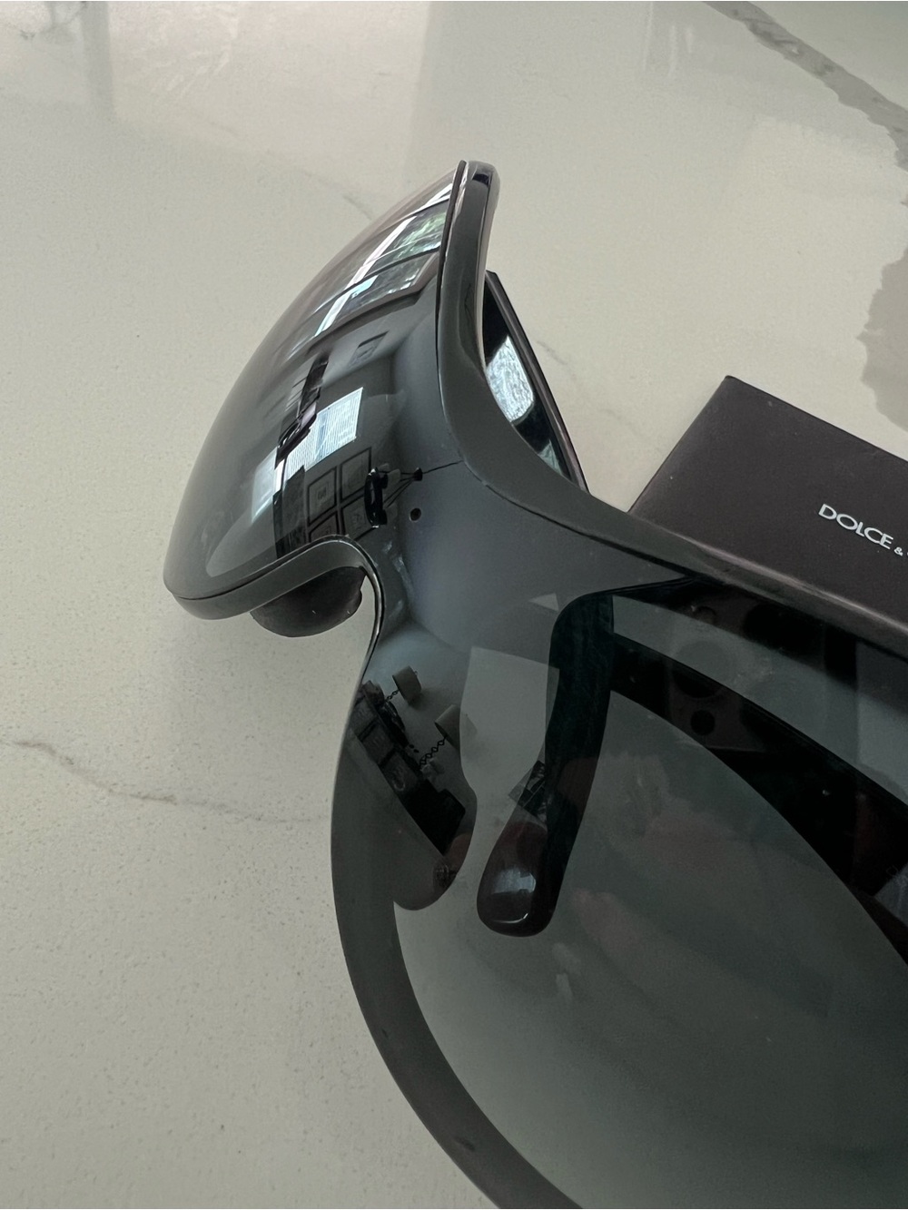 Vintage Dolce & Gabbana DG6024-B Rhinestone Shield Sunglasses Black Y2K - Picture 2 of 10